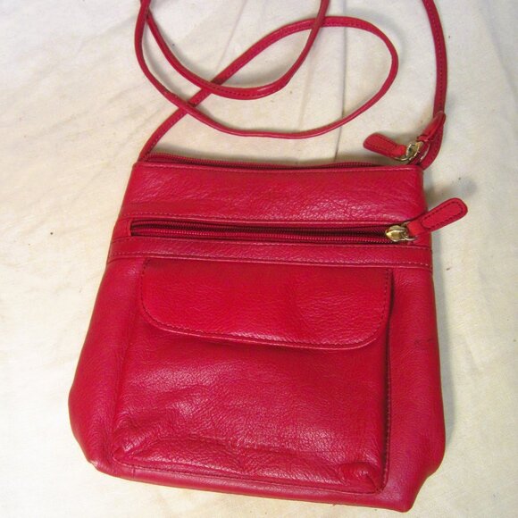 VTG STONE MOUNTAIN LEATHER PURSE, RED W/SHOULDER STRAP - Picture 1 of 9